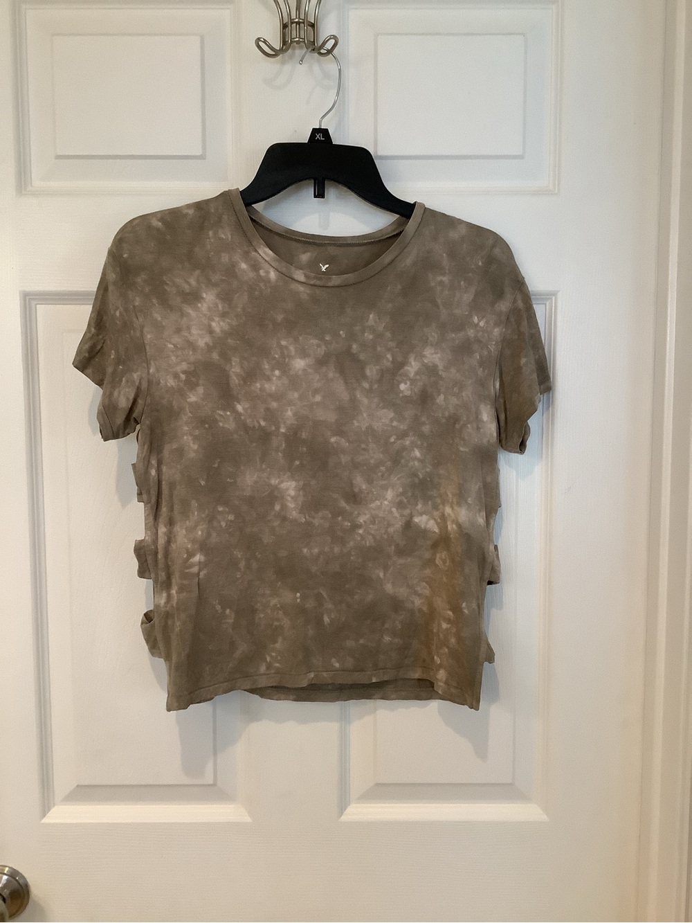 American Eagle Outfitters Soft and Sexy Taupe Tie-Dye Side-Tie Short Sleeve Tee
